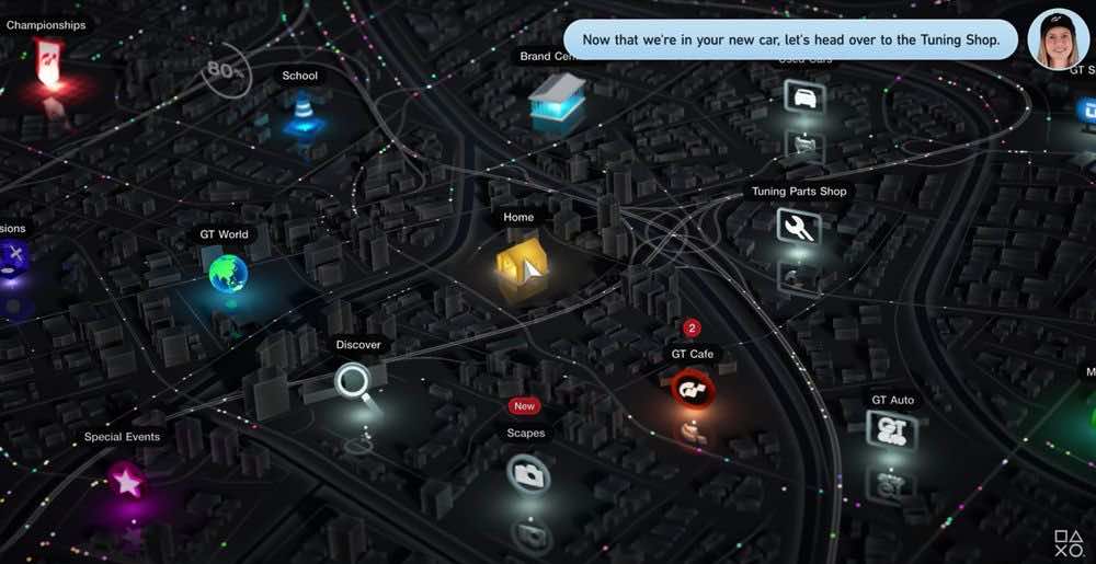Χάρτης - μενού του βίντεο-παιχνιδιού Gran Turismo 7