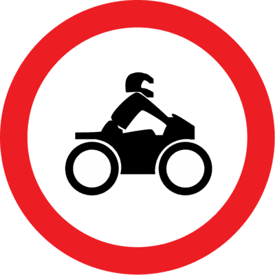 σήμανση απαγόρευσης μοτοσικλέτας