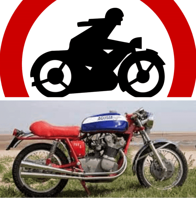 σήμανση απαγόρευσης μοτοσικλέτας και μοτοσικλέτα παρκαρισμένη 