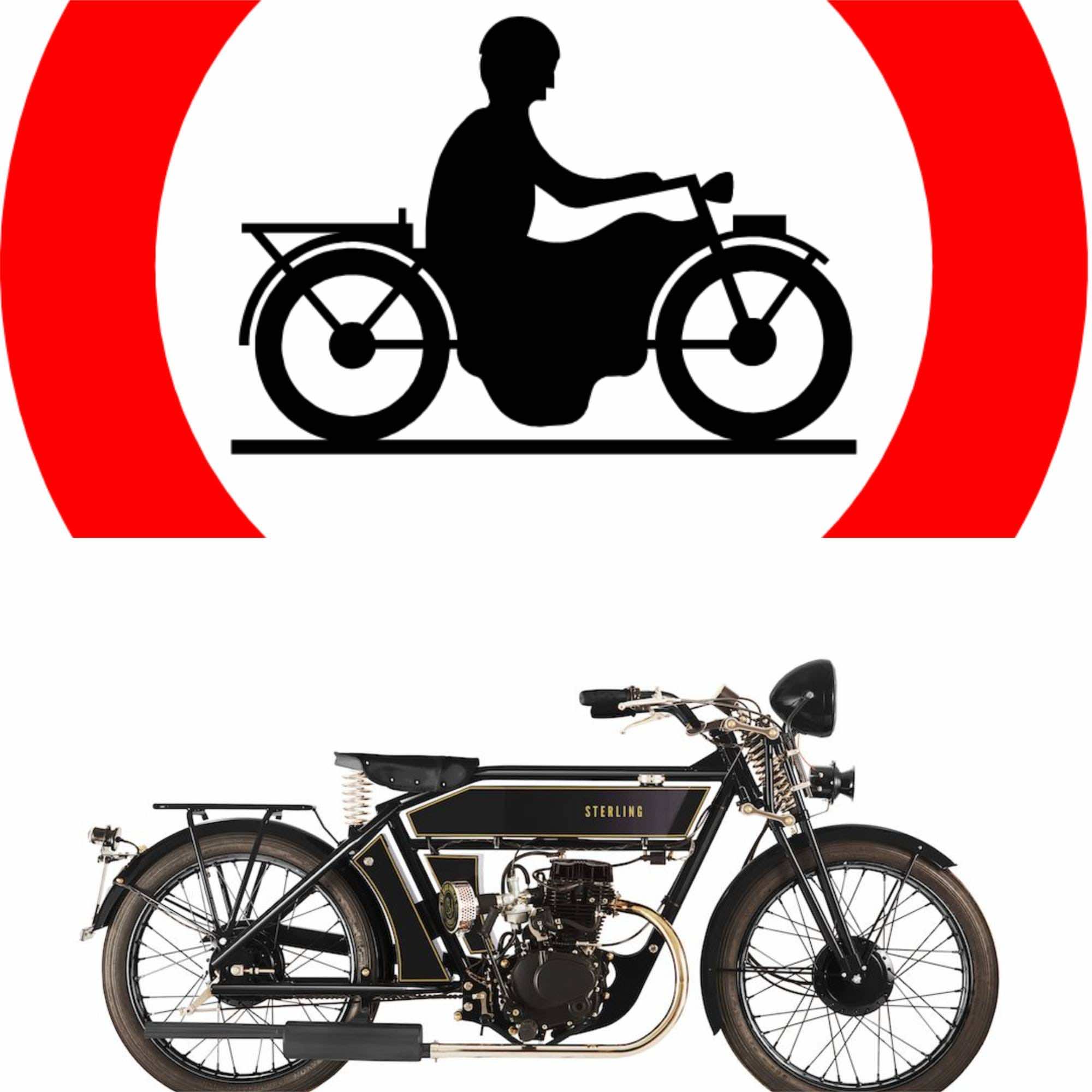 σήμανση απαγόρευσης μοτοσικλέτας και μοτοσικλέτα 