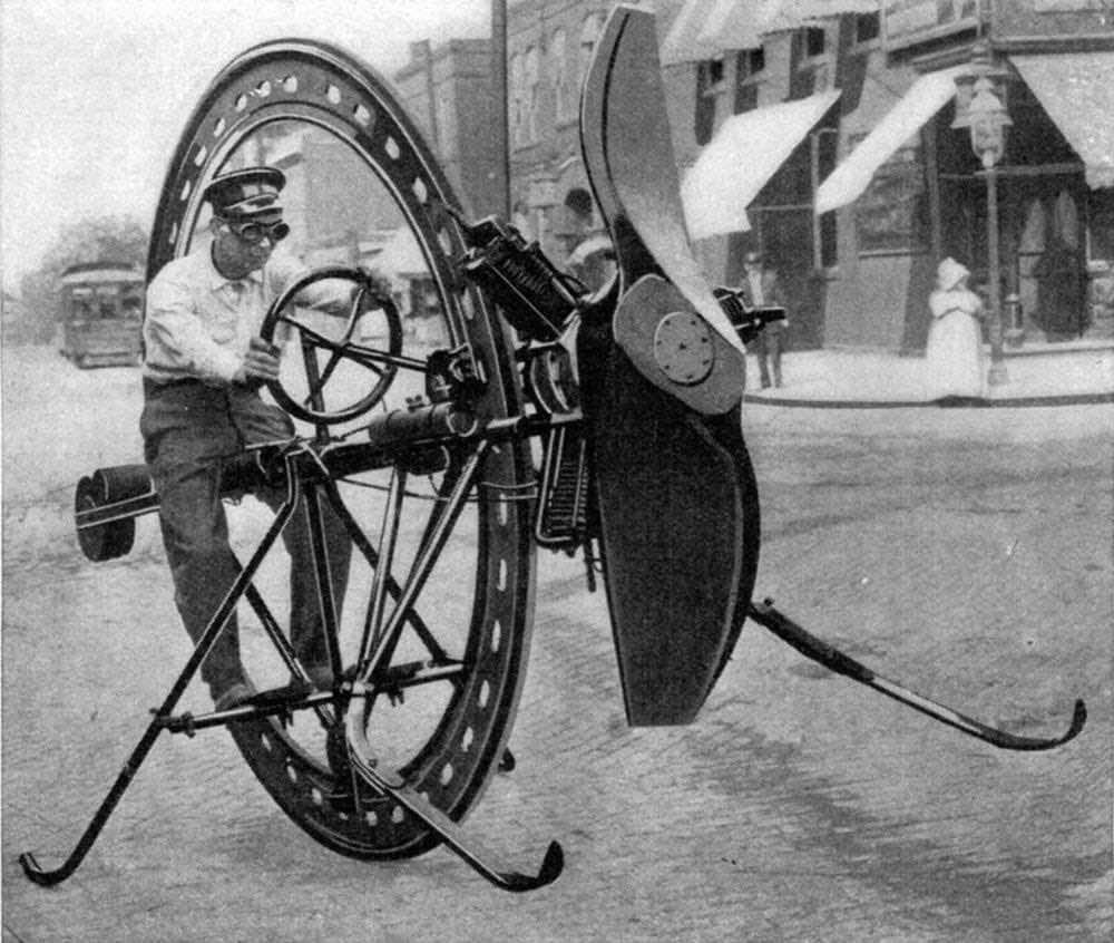 Εικόνα ασπρόμαυρη - Το Aero-unicycle του Alfred D'Harling 