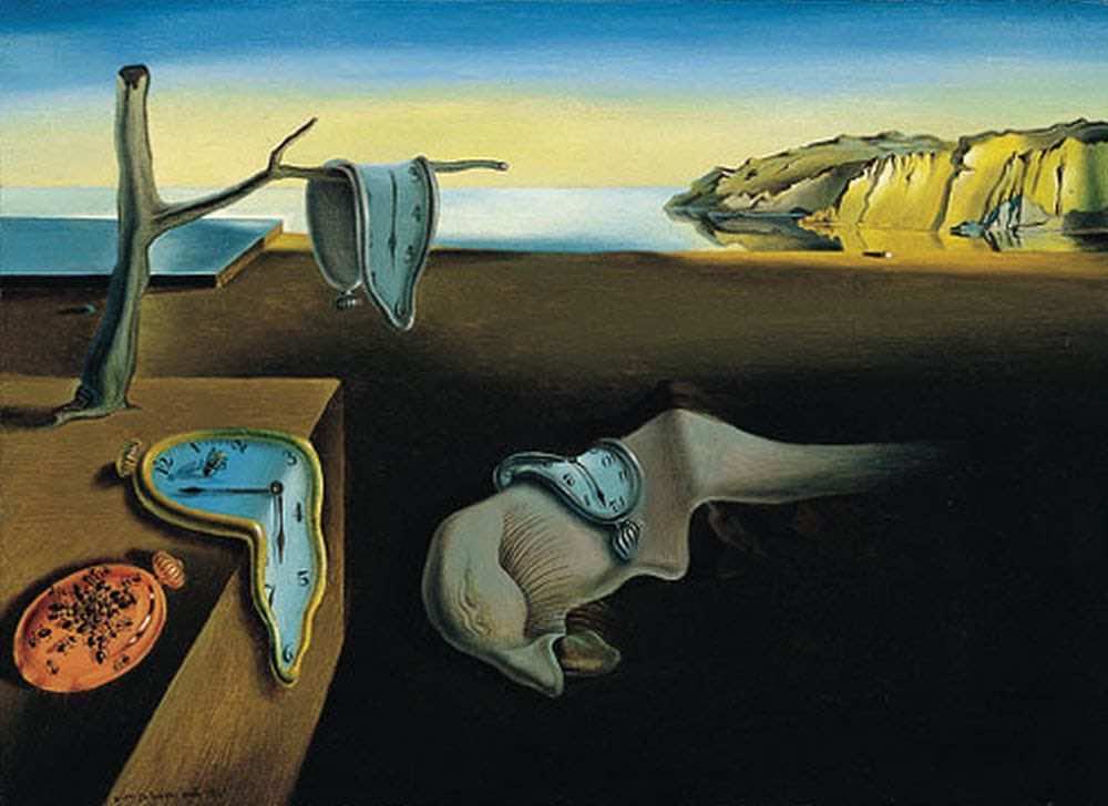 Η εμμονή της μνήμης, πίνακας του Σαλβαντόρ Νταλί με ρολόγια που μοιάζουν να λιώνουν