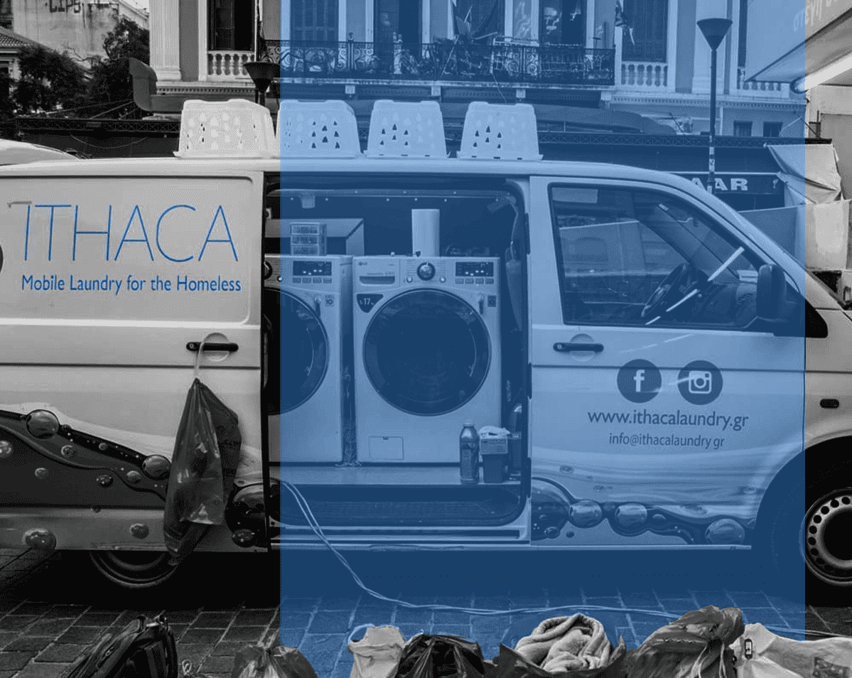 Το φορτηγάκι της Ithaca Laundry με κινητό πλυντήριο και στεγνωτήριο