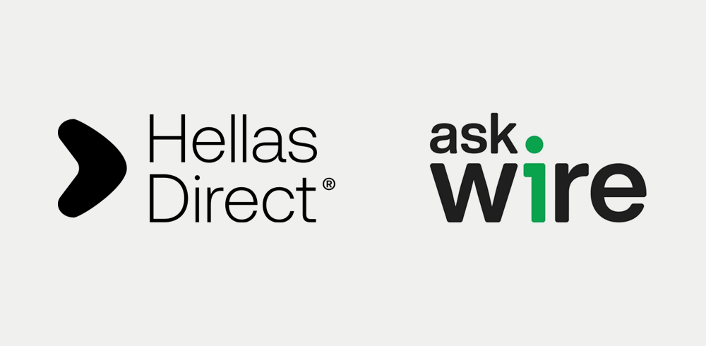 Logos Hellas Direct αριστερά και ask wire δεξιά