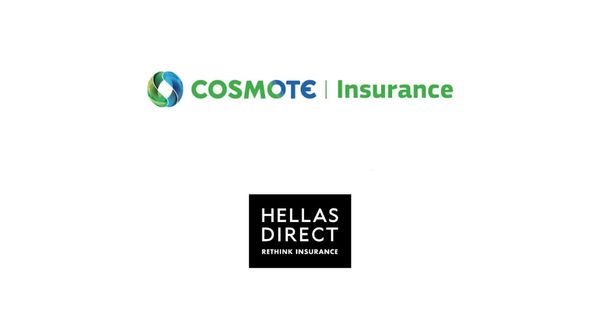 Logo cosmote Insurance και Hellas Direct σε λευκό φόντο